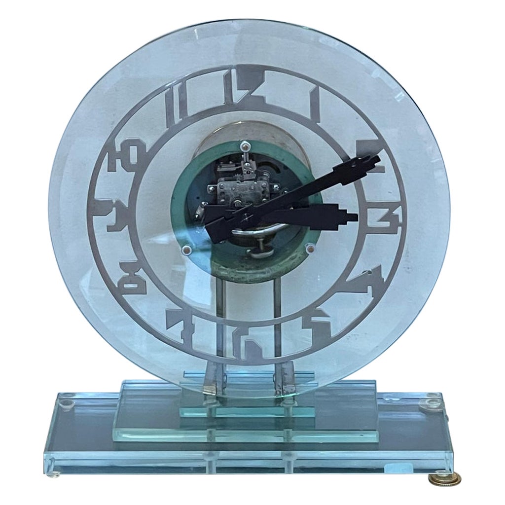 Bellissimo pendolo elettrico trasparente in vetro ATO, Art Deco, Francia, CIRCA 1930 in vendita