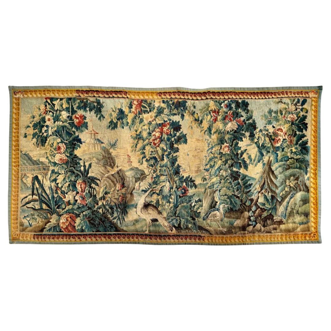 Magnifique tapisserie d'Aubusson, 18e siècle, signée en vente