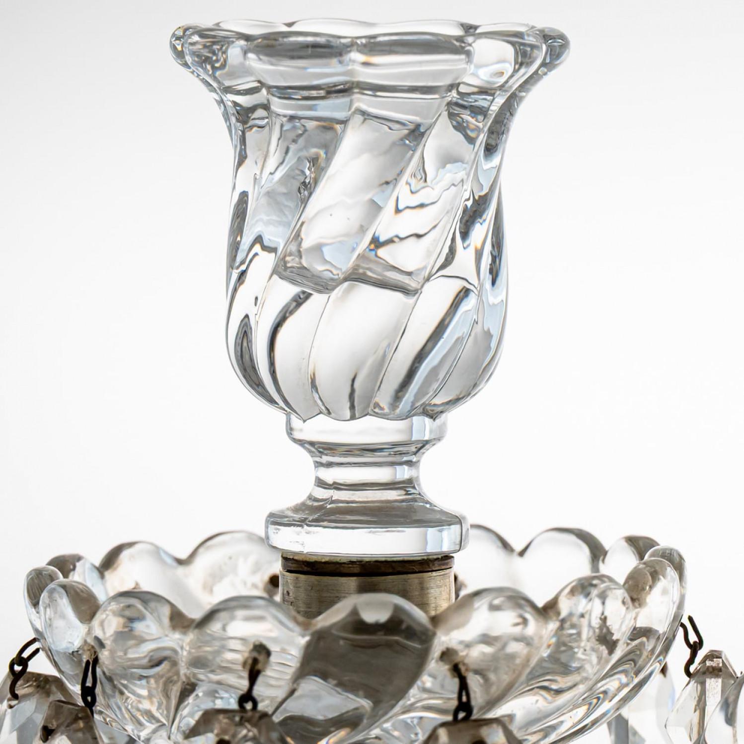 Bellissimo candelabro di cristallo trasparente Baccarat per 3 candele, Francia In condizioni buone in vendita a Rijssen, NL