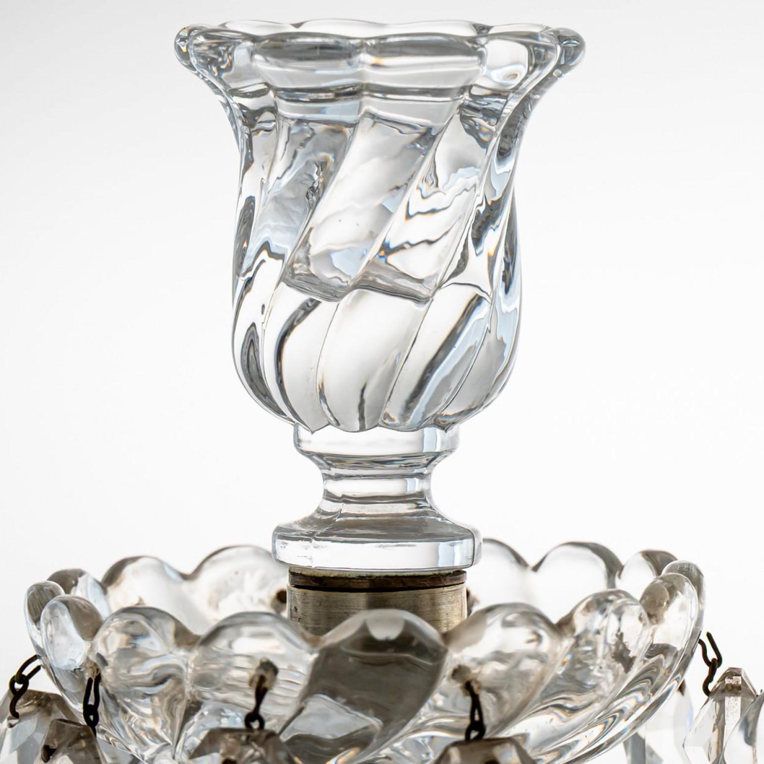 Bellissimo candelabro di cristallo trasparente Baccarat per 3 candele, Francia In condizioni buone a Rijssen, NL