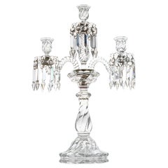 Beautiful Baccarat Clear Crystal Candelabra for 3 Candles, France