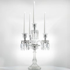 Beautiful Baccarat Clear Crystal Candelabra for 4 Candles, France