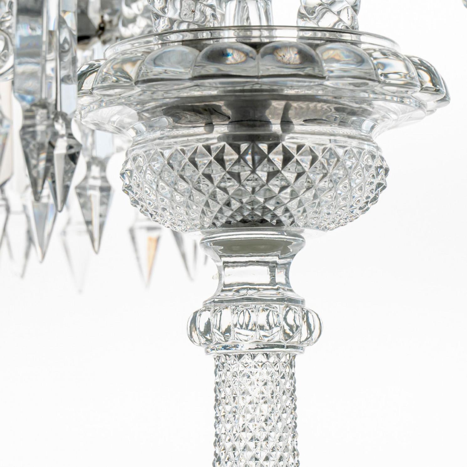 Francese Bellissimo candelabro di cristallo trasparente Baccarat per 4 candele, Francia in vendita