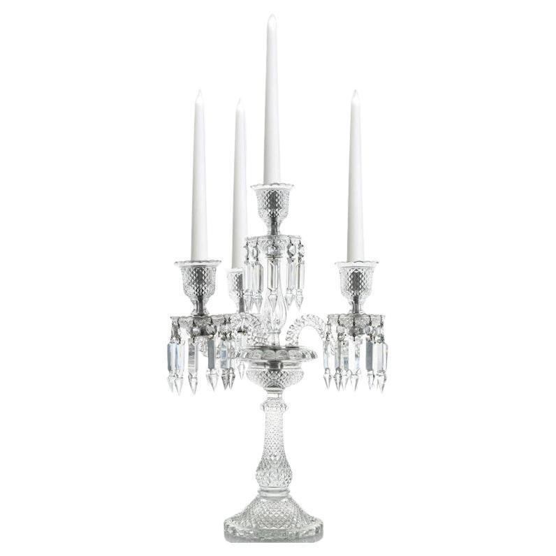 Beautiful Baccarat Clear Crystal Candelabra for 4 Candles, France