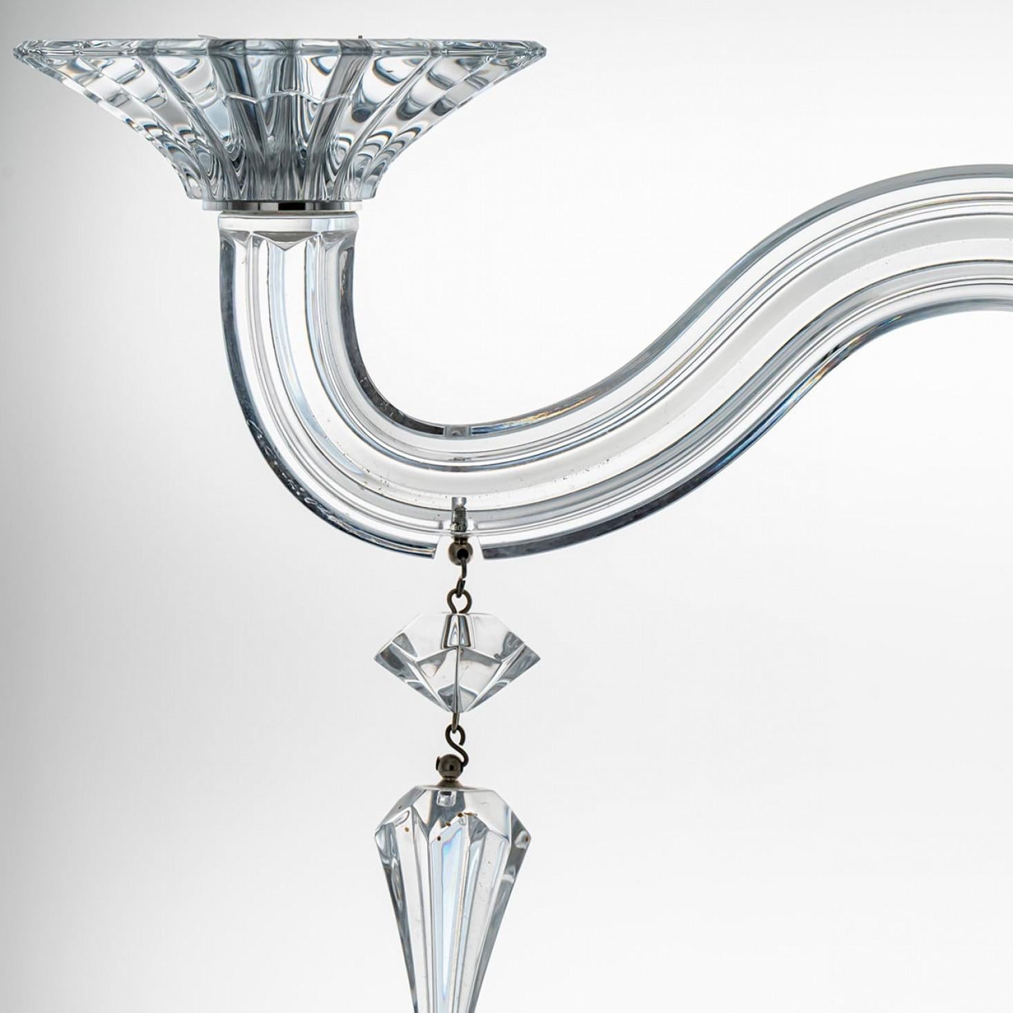 French Beautiful Baccarat Clear Ruby Red Crystal Candle Holder for 2 Candles, France For Sale