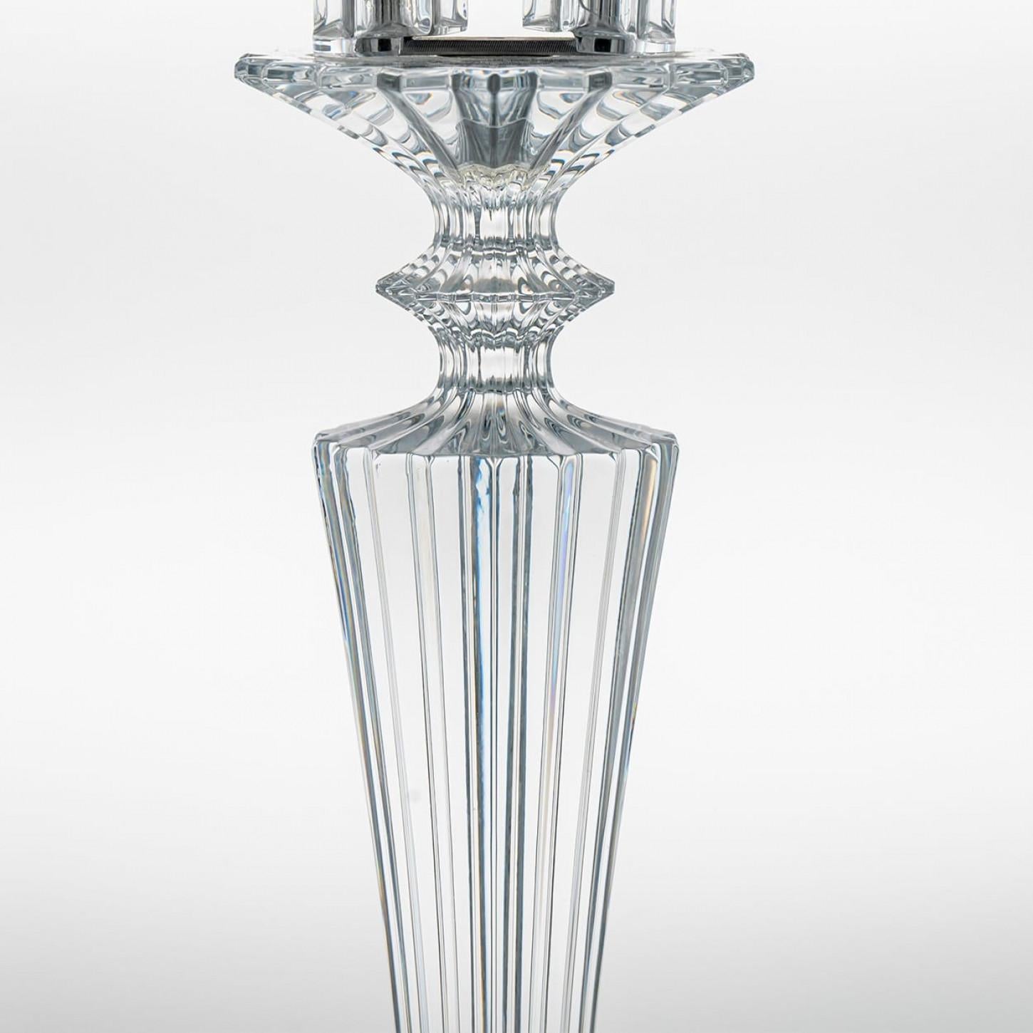 Beautiful Baccarat Clear Ruby Red Crystal Candle Holder for 2 Candles, France In Good Condition For Sale In Rijssen, NL