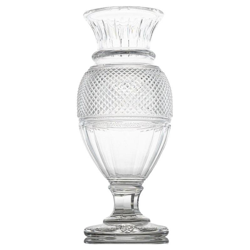 Beautiful Baccarat Diamond Balustre Clear Crystal Vase , France For Sale