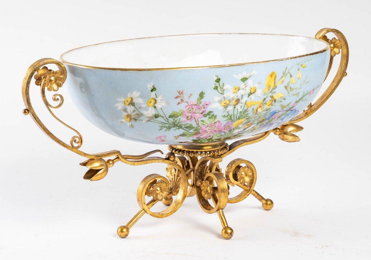 Napoleon III Beautiful Baccarat Opaline Cup with Bronze Base, 19th Century