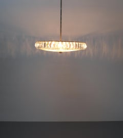 Bakalowits Reversed Dome Chandelier, Textured Glass, Austria, 1955
