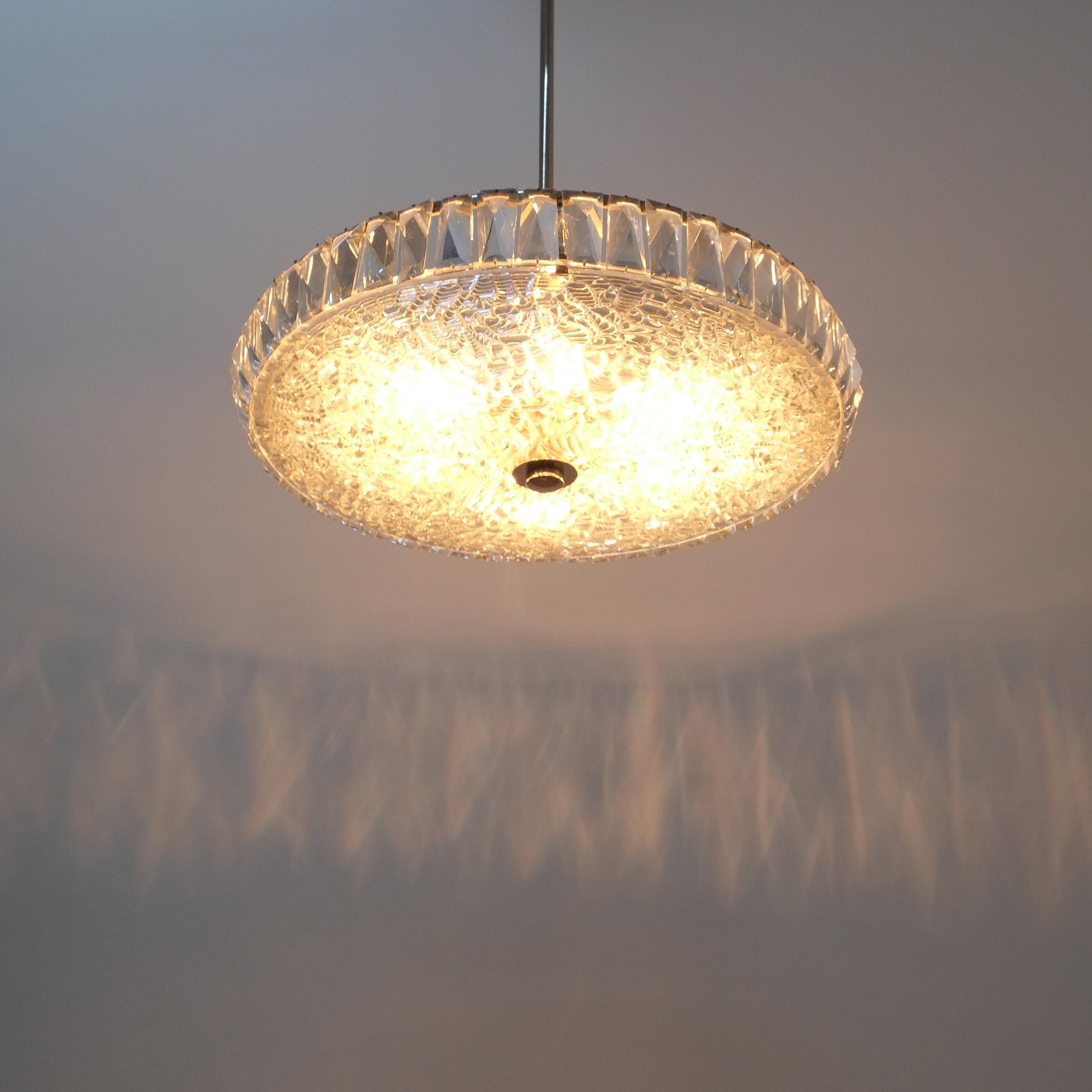 Mid-Century Modern Bakalowits Dome Crystal Glass Chandelier, Austria, circa 1955 For Sale