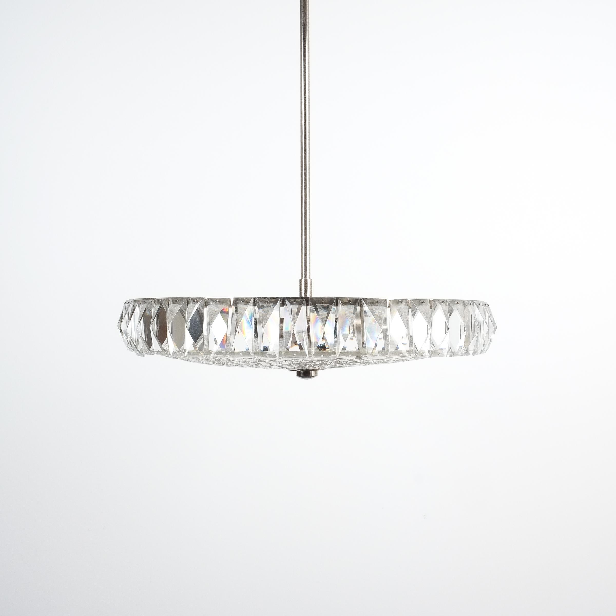 Lustre Bakalowits en verre de cristal en forme de dôme, Autriche, vers 1955 en vente 2