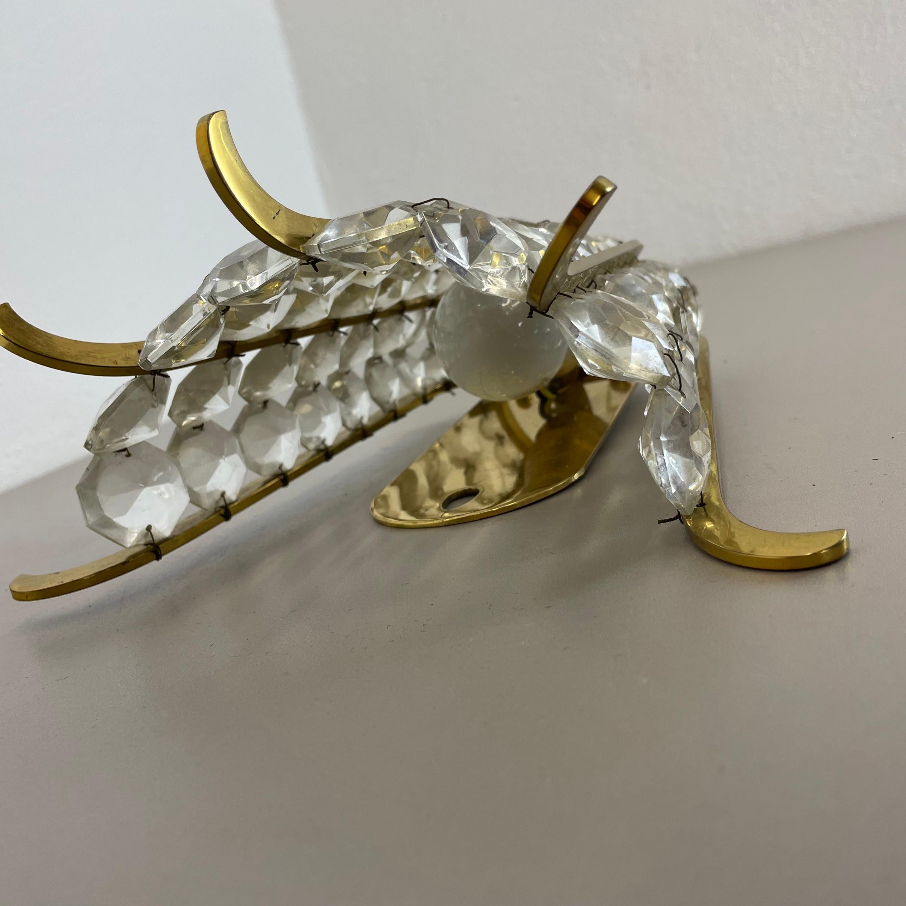 beautiful Bakalowits Wall Light sconce Brass and Crystal Glass, Austria, 1950s For Sale 6