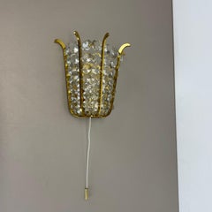 beautiful Bakalowits Wall Light sconce Brass and Crystal Glass, Austria, 1950s
