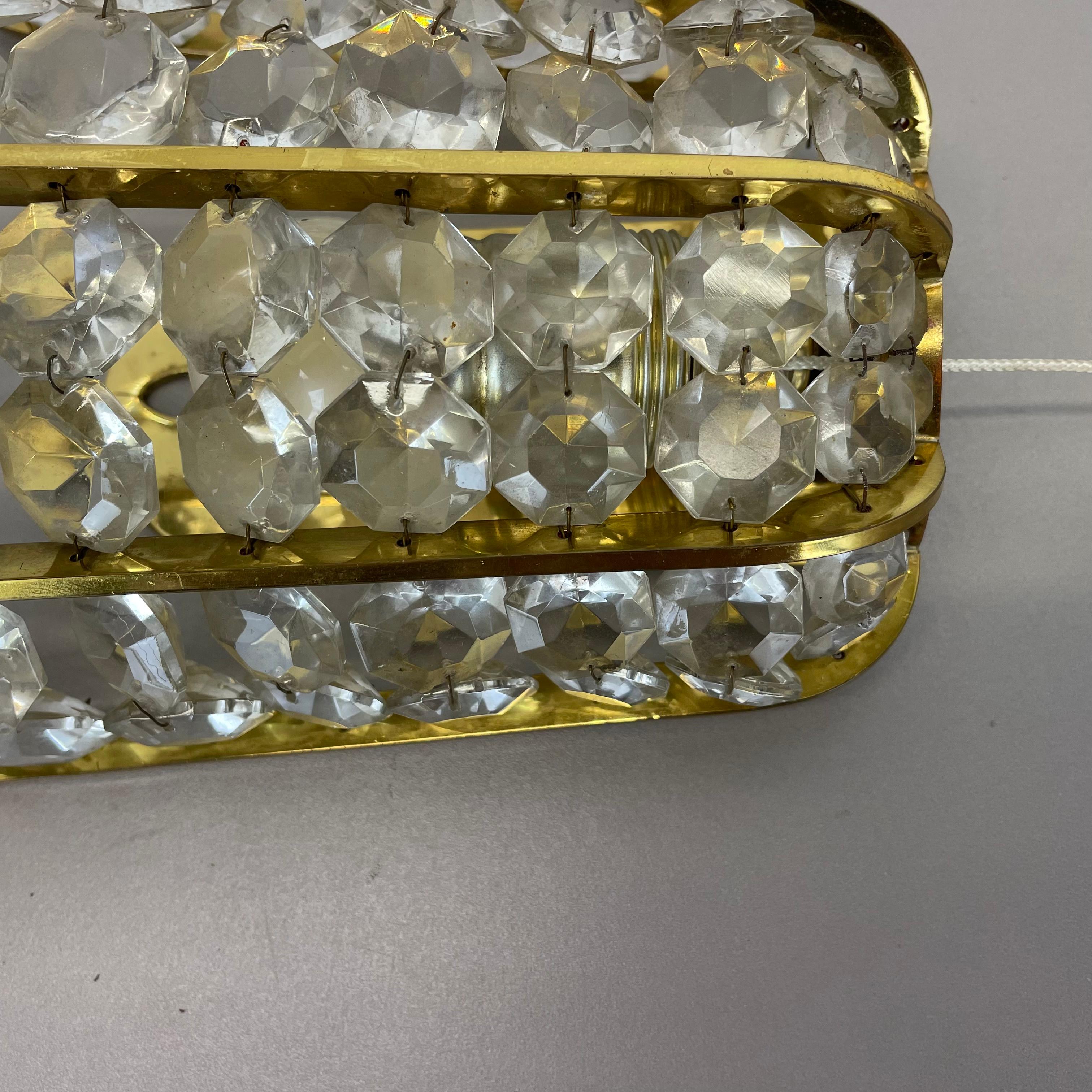 Metal beautiful Bakalowits Wall Light sconce Brass and Crystal Glass, Austria, 1950s For Sale