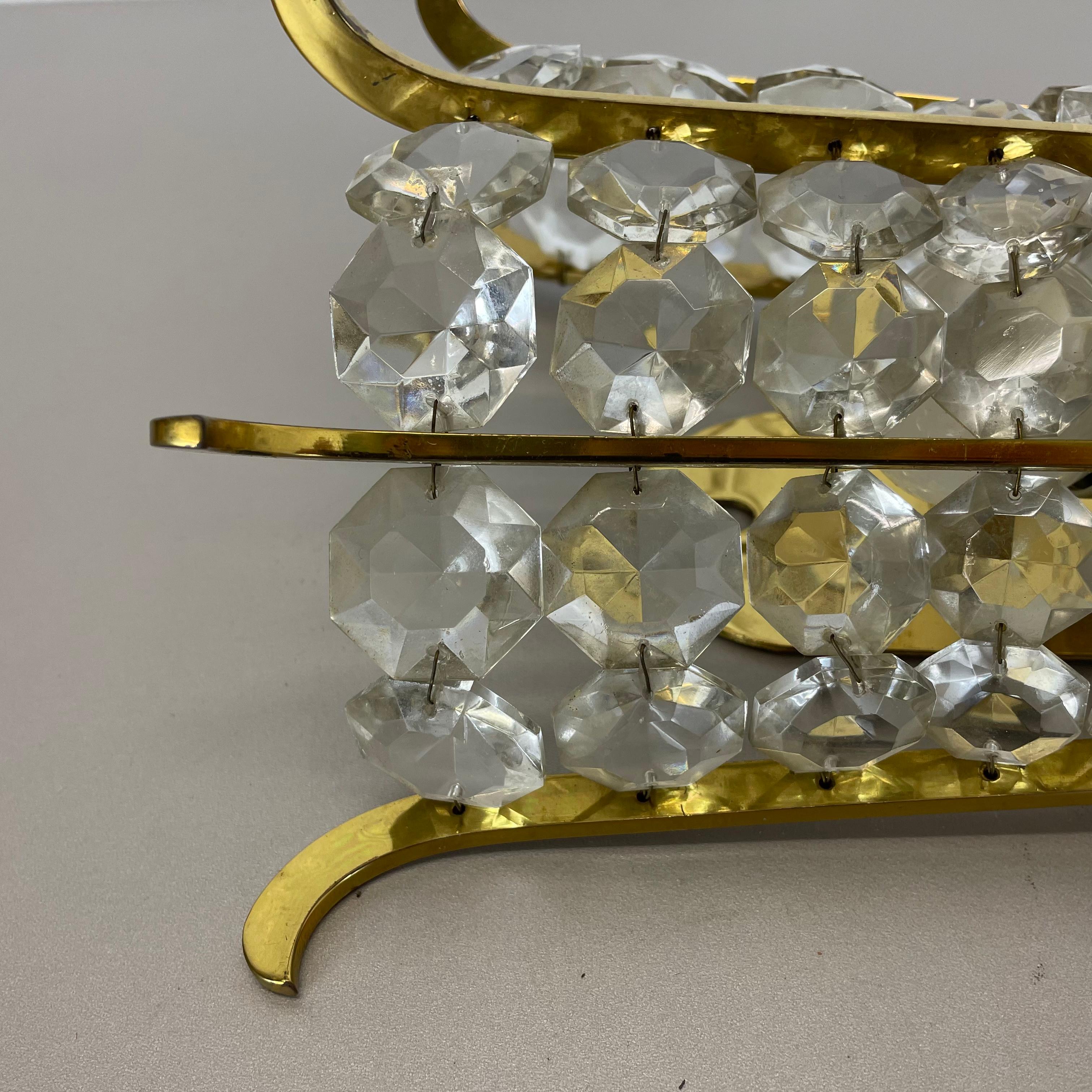 beautiful Bakalowits Wall Light sconce Brass and Crystal Glass, Austria, 1950s For Sale 2