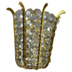 Vintage beautiful Bakalowits Wall Light sconce Brass and Crystal Glass, Austria, 1950s
