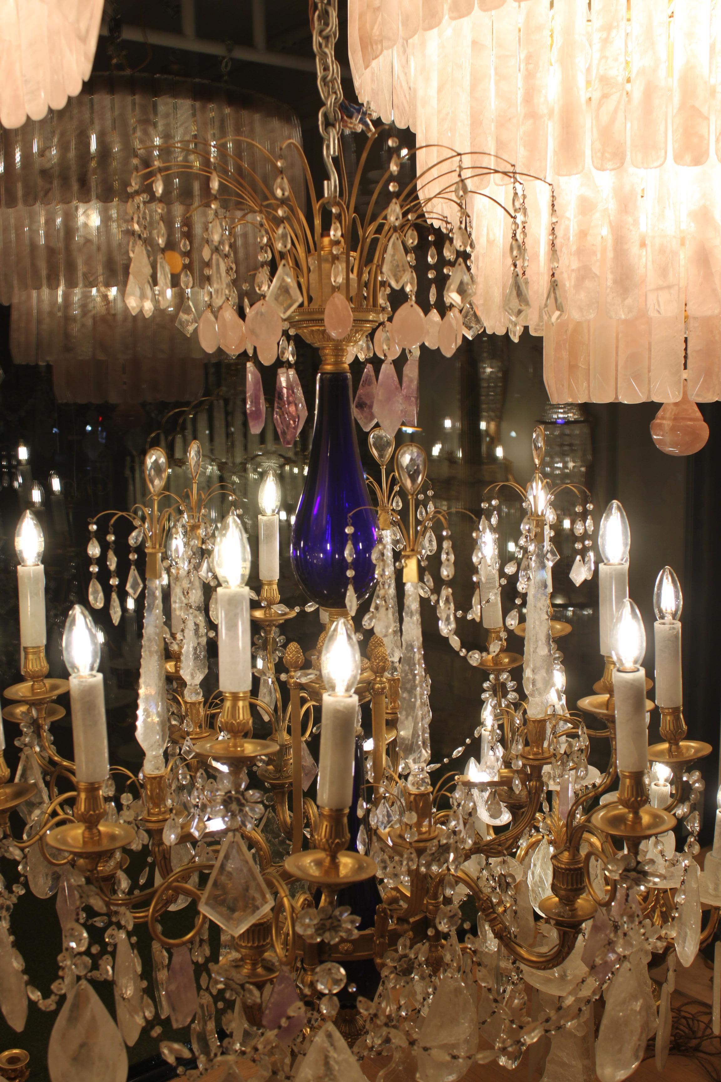 Amethyst Beautiful Baltic rock crystal chandelier For Sale