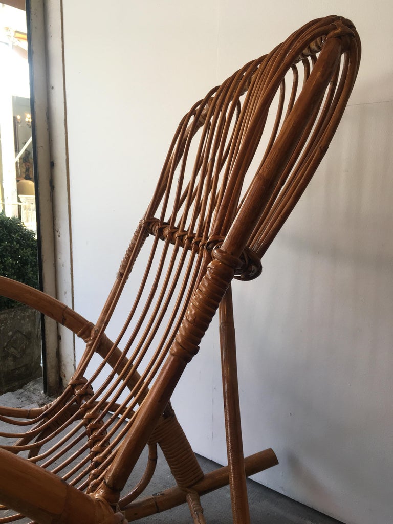 Beautiful Bamboo and Rattan Rocking Chair Armchair, circa 1970 ...