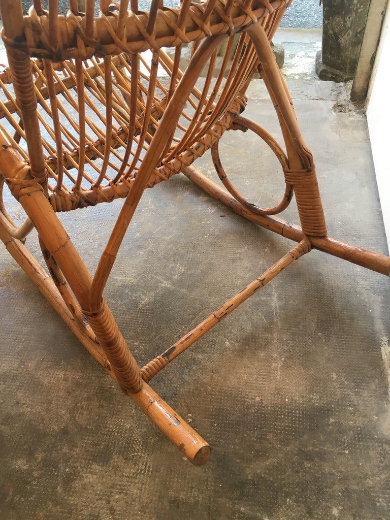Beautiful Bamboo and Rattan Rocking Chair Armchair, circa 1970 ...