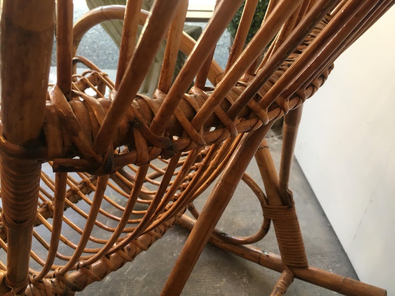 Beautiful Bamboo and Rattan Rocking Chair Armchair, circa 1970 ...