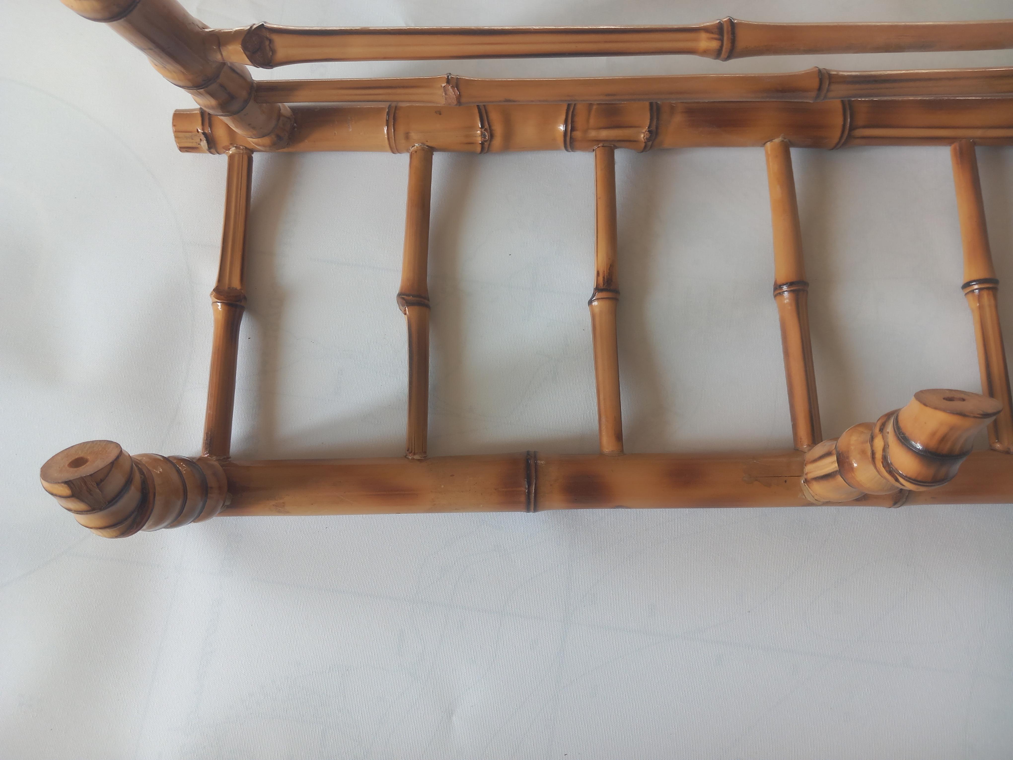 Beautiful Bamboo Coat Rack Three Hangers Top Shelf for Hats or Bags, Spain For Sale 9