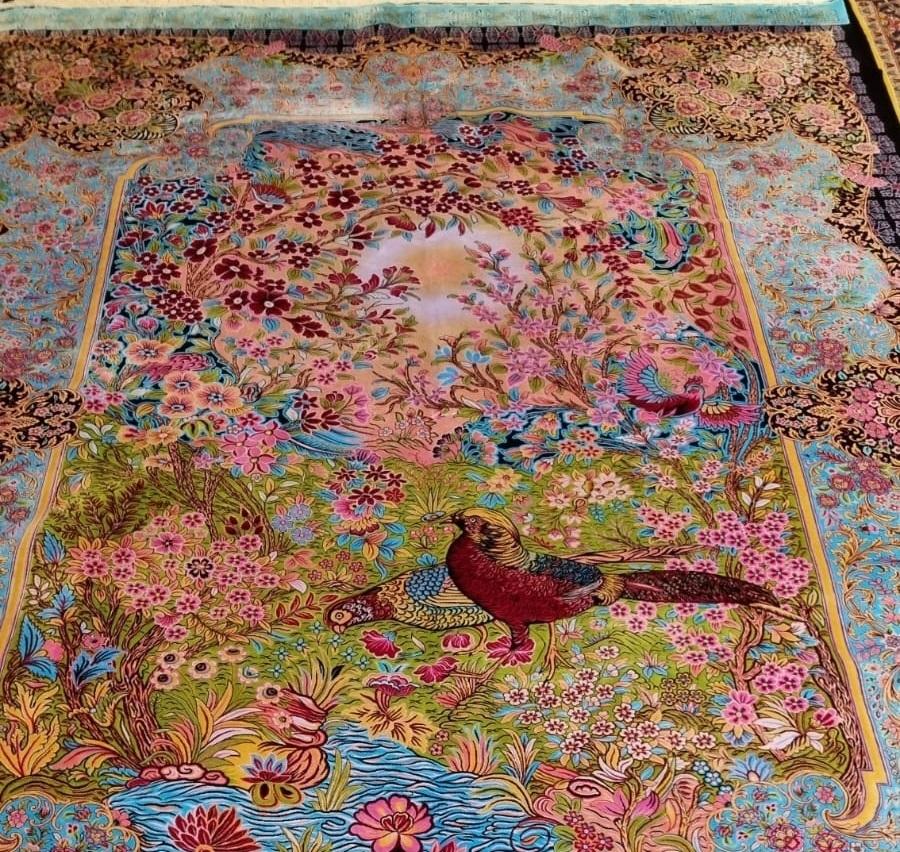 Afghan Beautiful Bamboo Silk Pictorial Rug For Sale