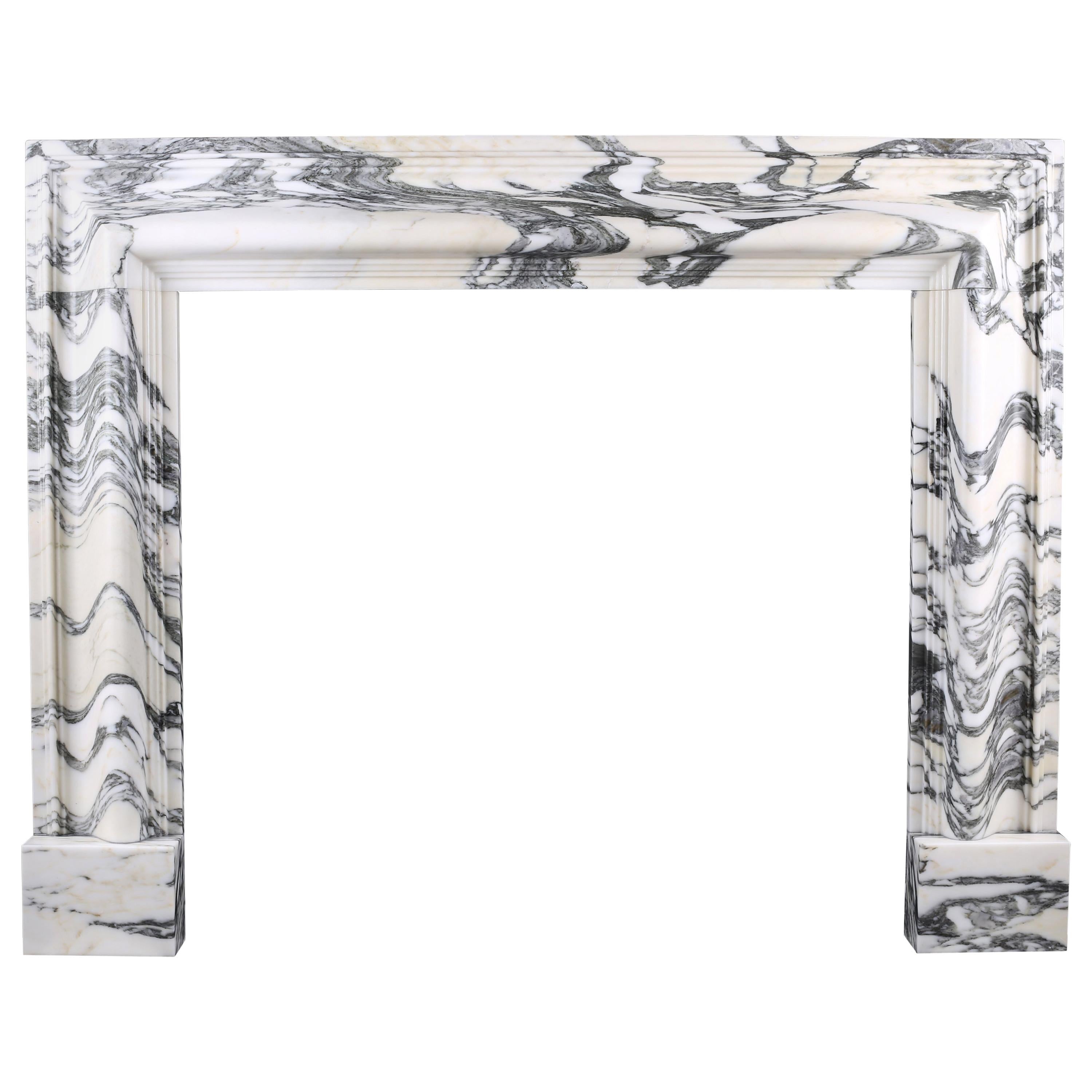 Beautiful Baroque Bolection Fireplace in Italian Arabescato Marble Nr. 2