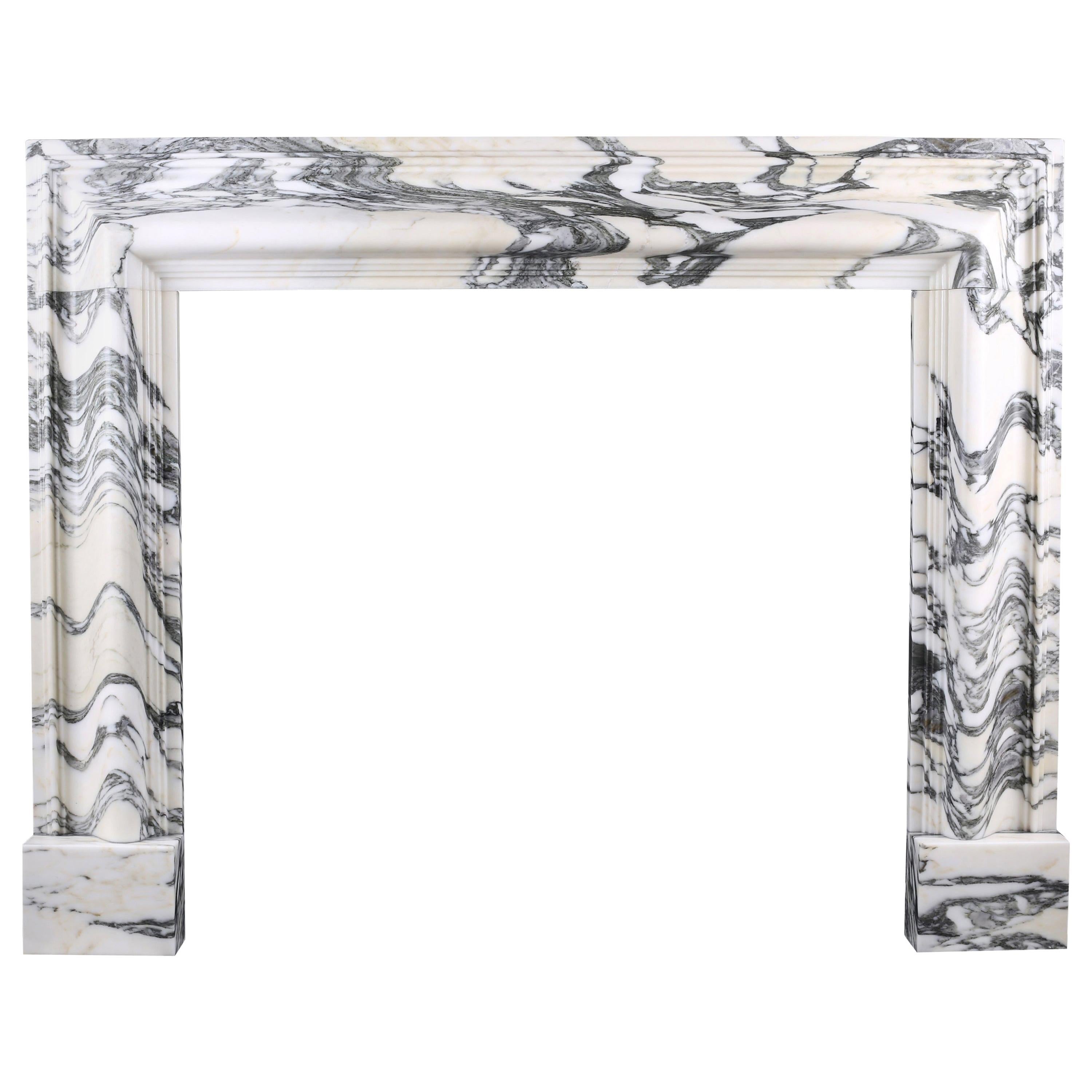 Beautiful Baroque Bolection Fireplace in Italian Arabescato Marble Nr. 2 For Sale