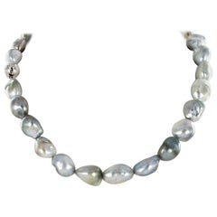 Beautiful Baroque Tahitian Cultured Pearl and Diamond Necklace