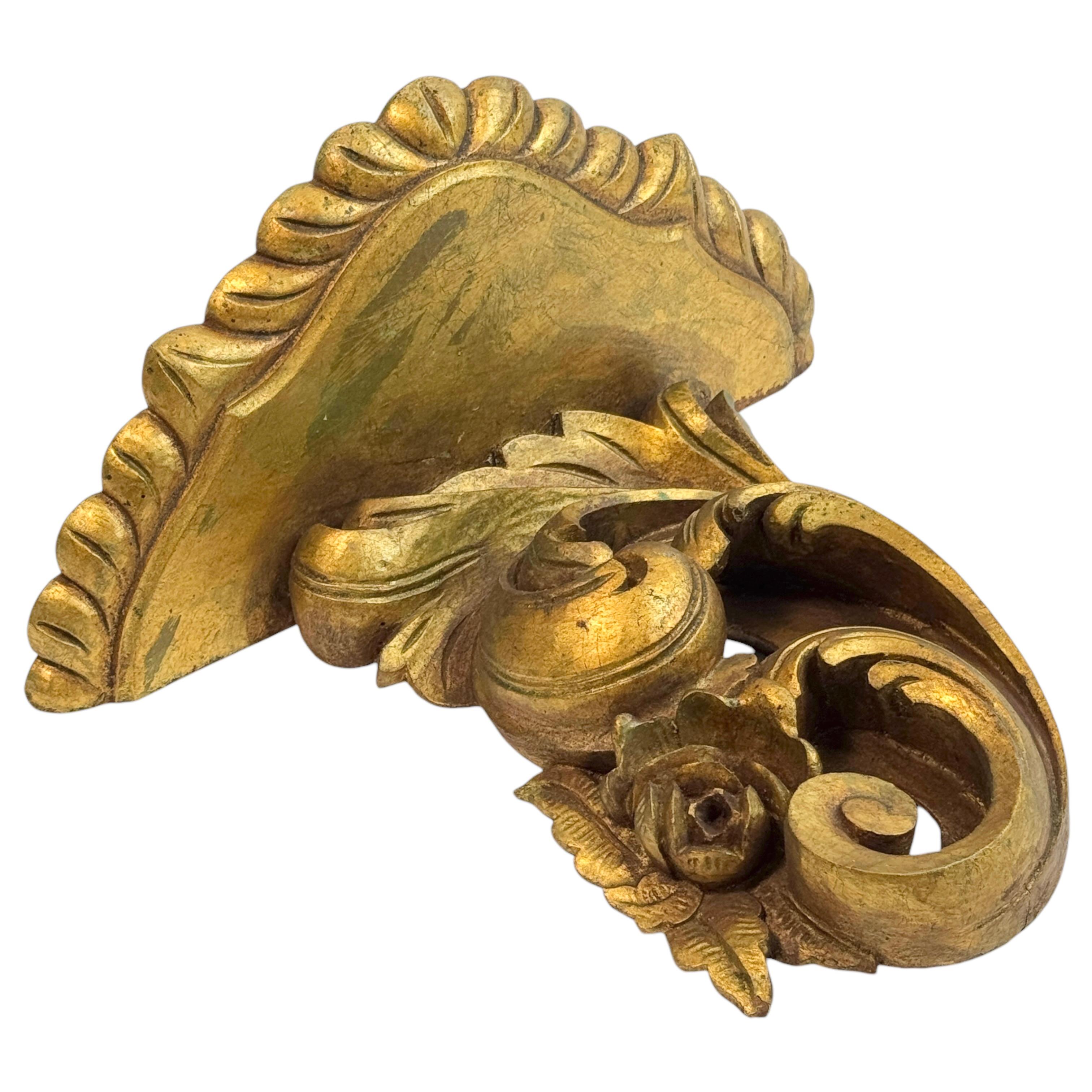Schönes Barock-Wandkonsolenregal aus Zinn und Zinn, vergoldet, Deutschland 1850er Jahre im Angebot 1