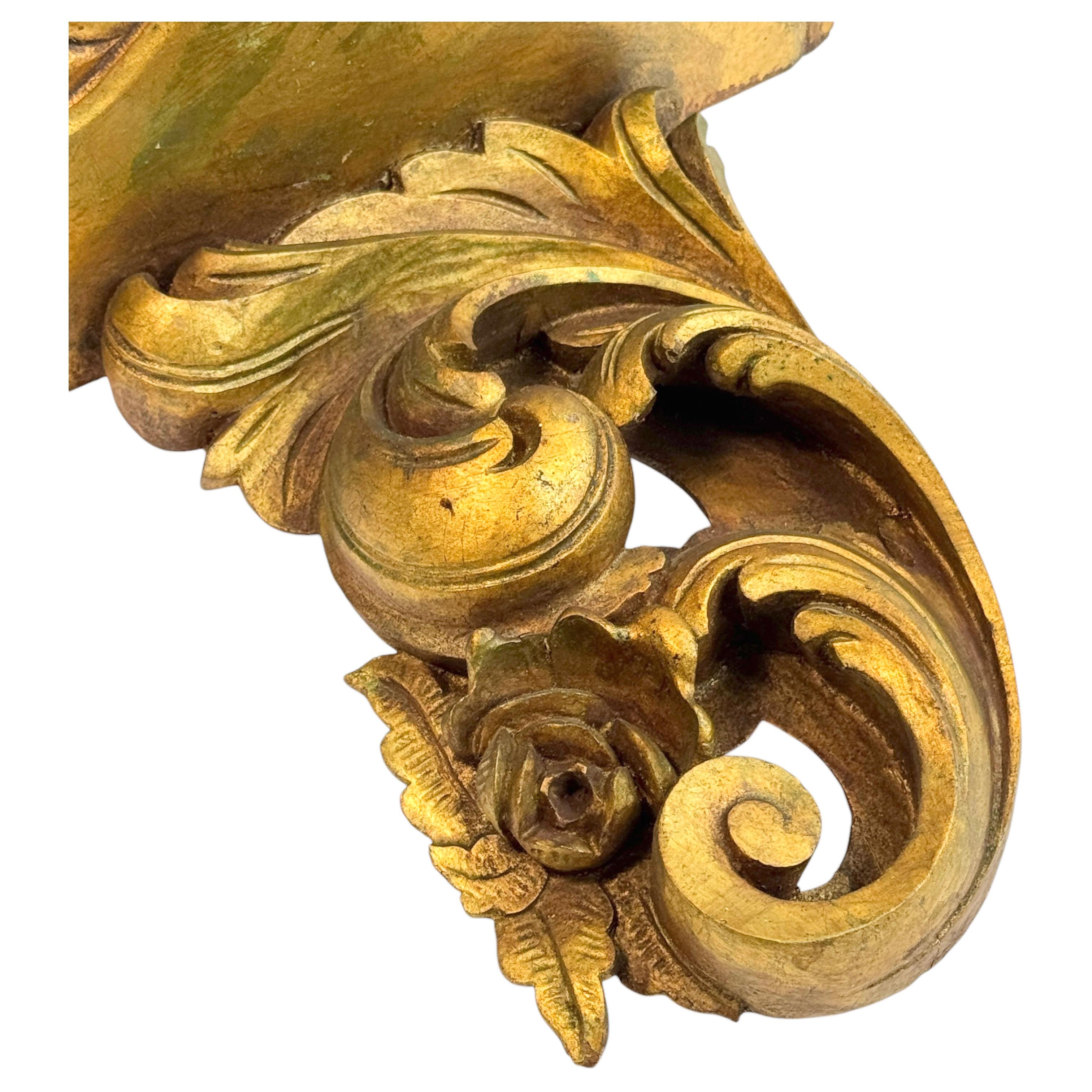 Schönes Barock-Wandkonsolenregal aus Zinn und Zinn, vergoldet, Deutschland 1850er Jahre im Angebot 2