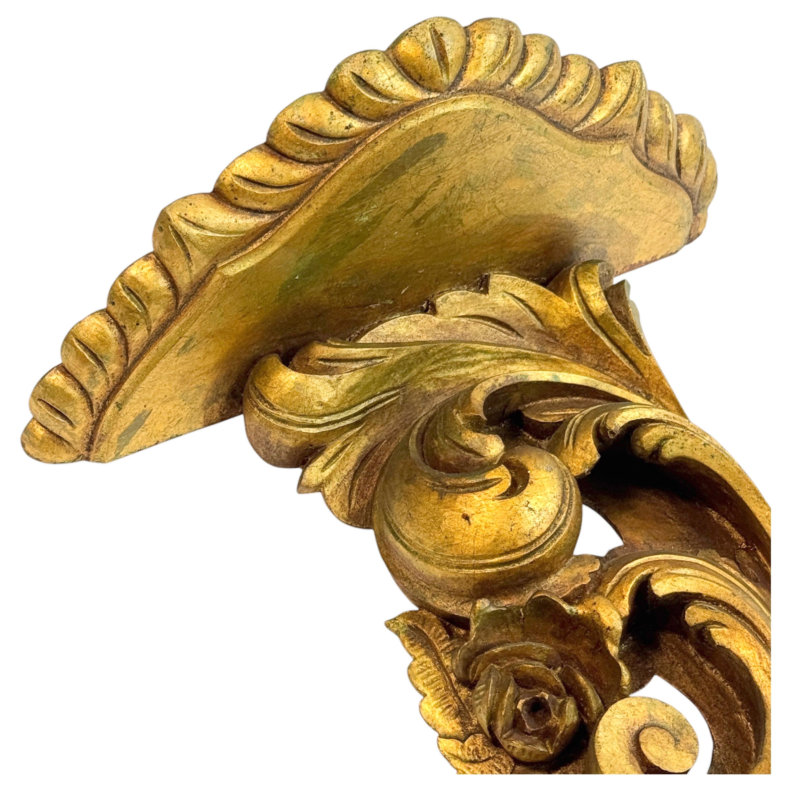 Schönes Barock-Wandkonsolenregal aus Zinn und Zinn, vergoldet, Deutschland 1850er Jahre im Angebot 3