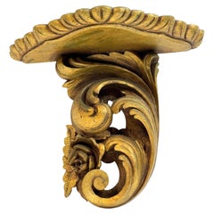 Schönes Barock-Wandkonsolenregal aus Zinn und Zinn, vergoldet, Deutschland 1850er Jahre