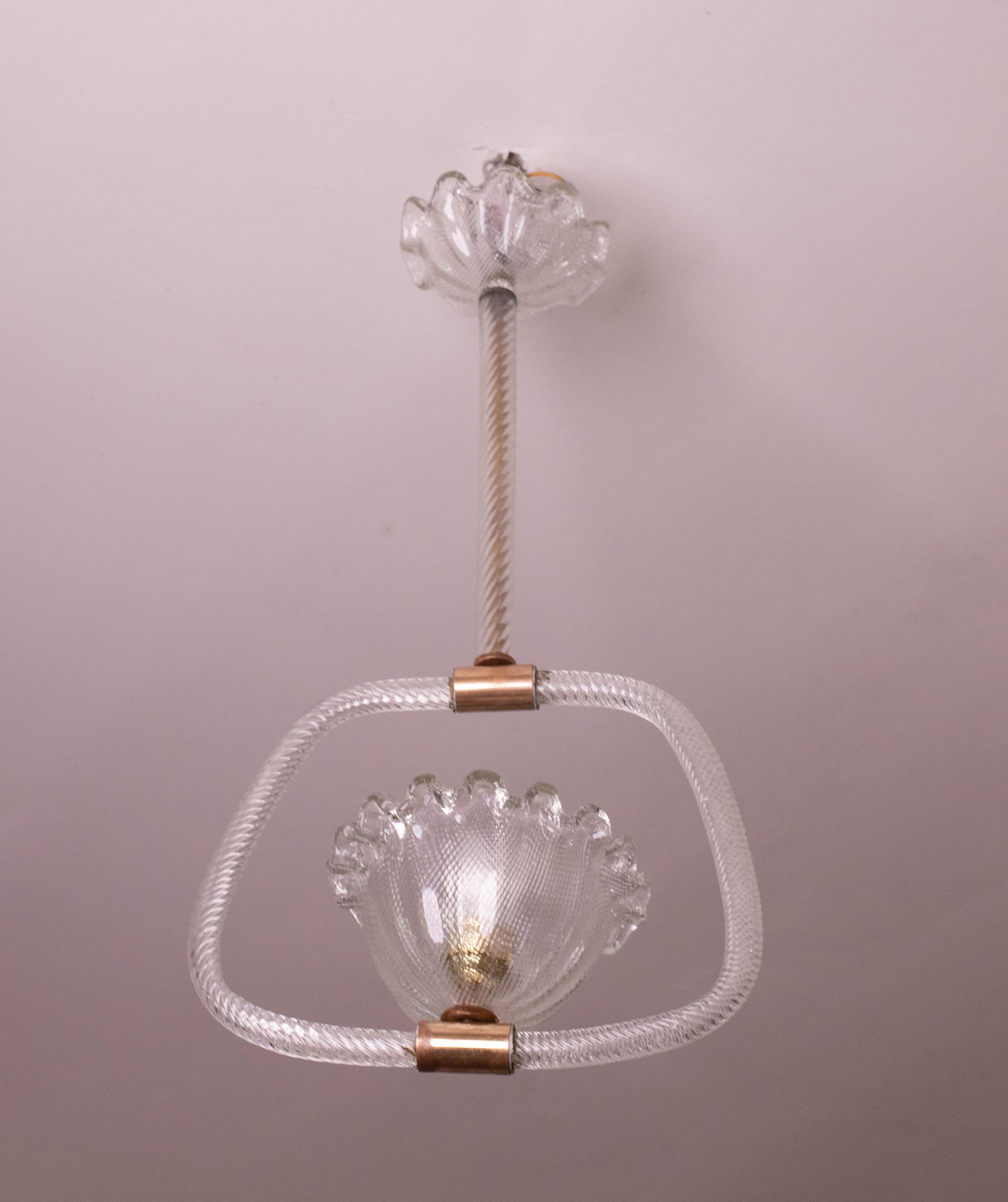 Beautiful Barovier & Toso Pendant Light Chandelier Murano Glass, 1950s For Sale 5