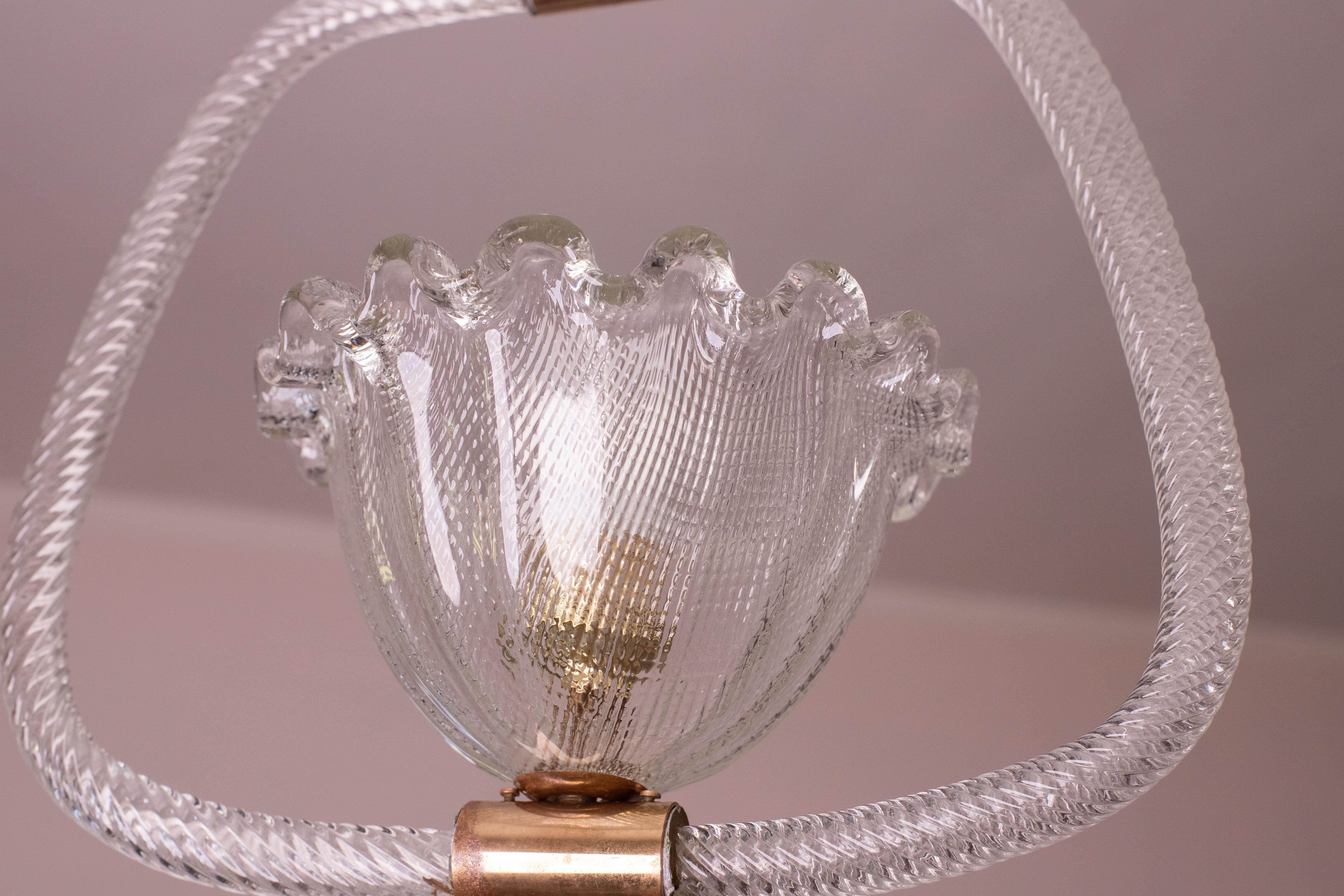 Beautiful Barovier & Toso Pendant Light Chandelier Murano Glass, 1950s For Sale 6