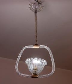 Beautiful Barovier & Toso Pendant Light Chandelier Murano Glass, 1950s