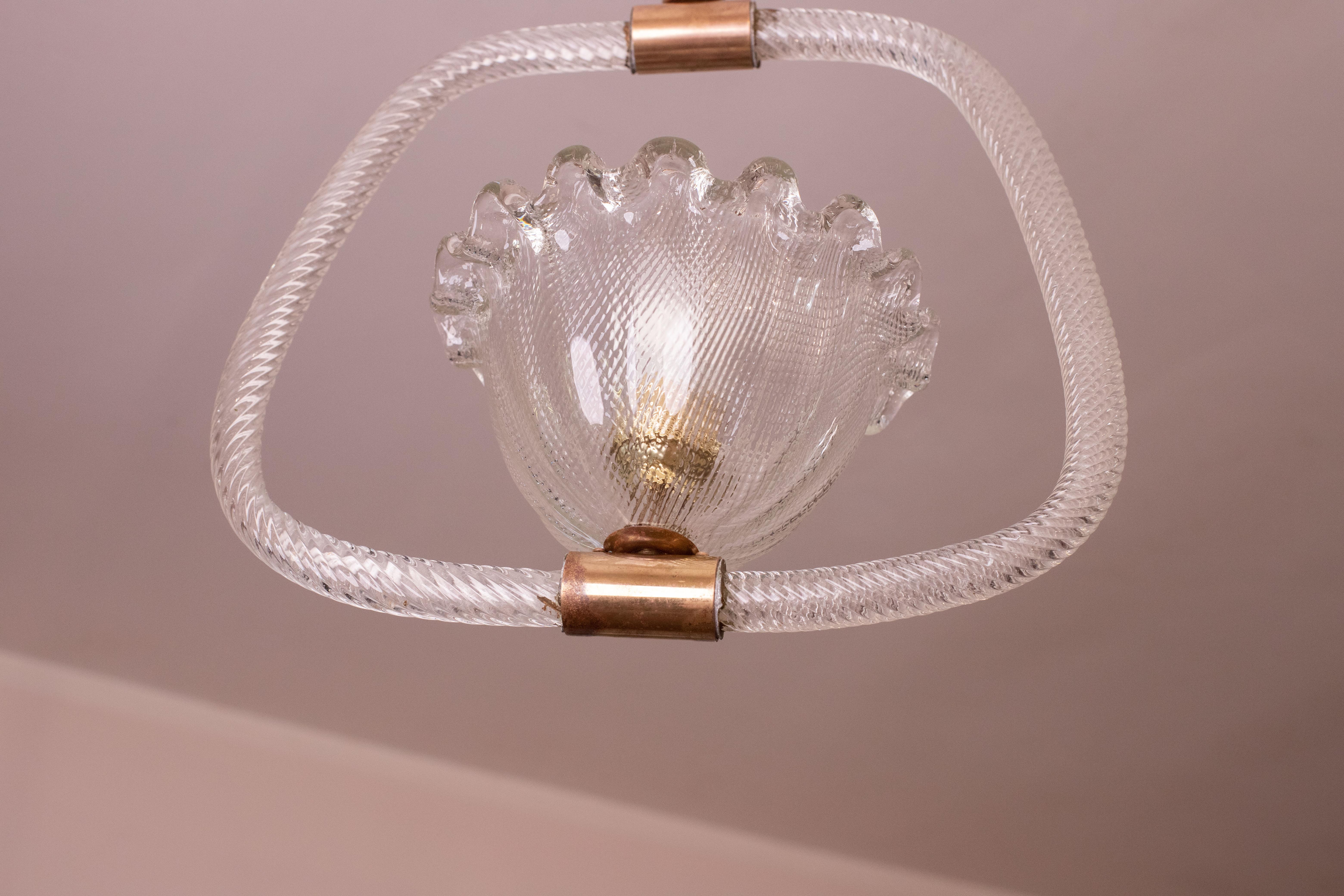 Beautiful Barovier & Toso Pendant Light Chandelier Murano Glass, 1950s For Sale 1