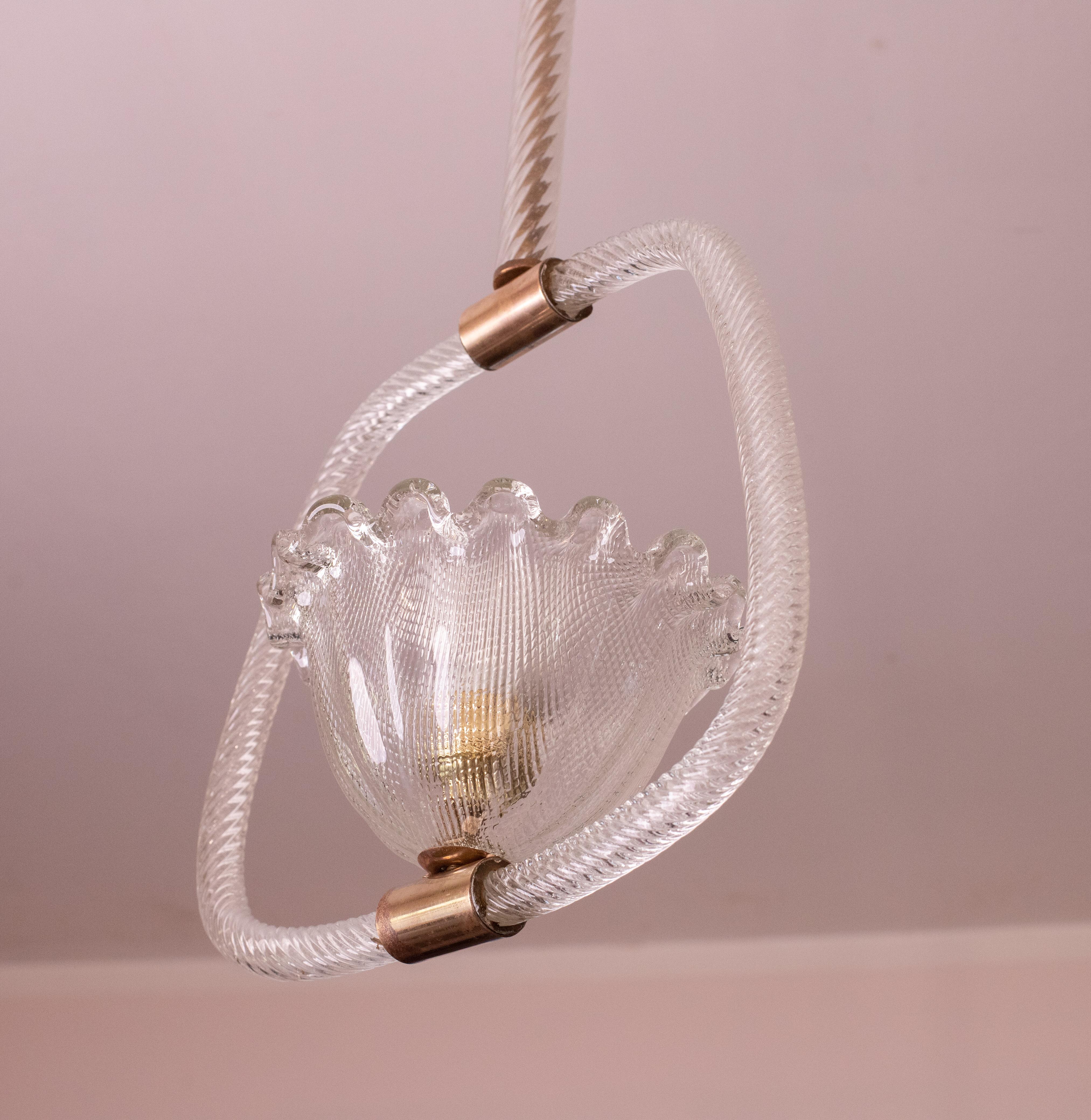 Beautiful Barovier & Toso Pendant Light Chandelier Murano Glass, 1950s For Sale 3