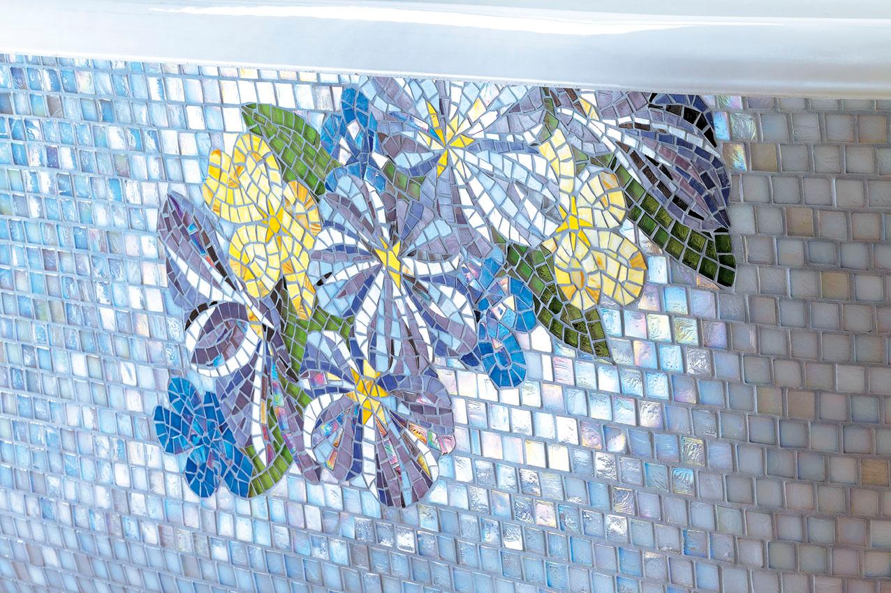 italien Belle mosaïque Petunia 1 et décoration de mosaïque artistique en vente