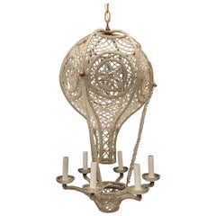 Beautiful Beaded Italian Gilt Bronze Clear Crystals Hot Air Balloon Chandelier