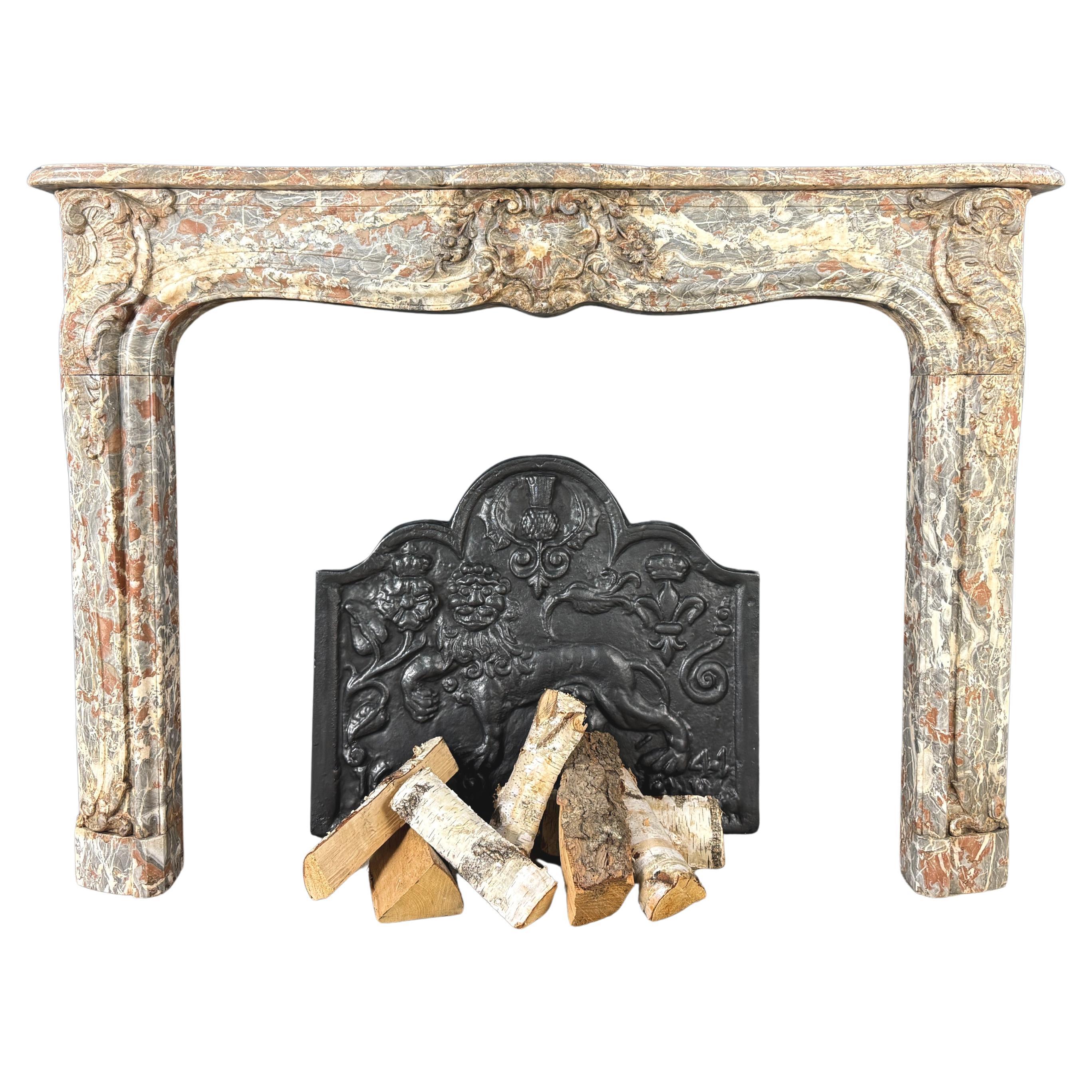 Beautiful Belgian Antique Marble Fireplace – Unique Color Palette