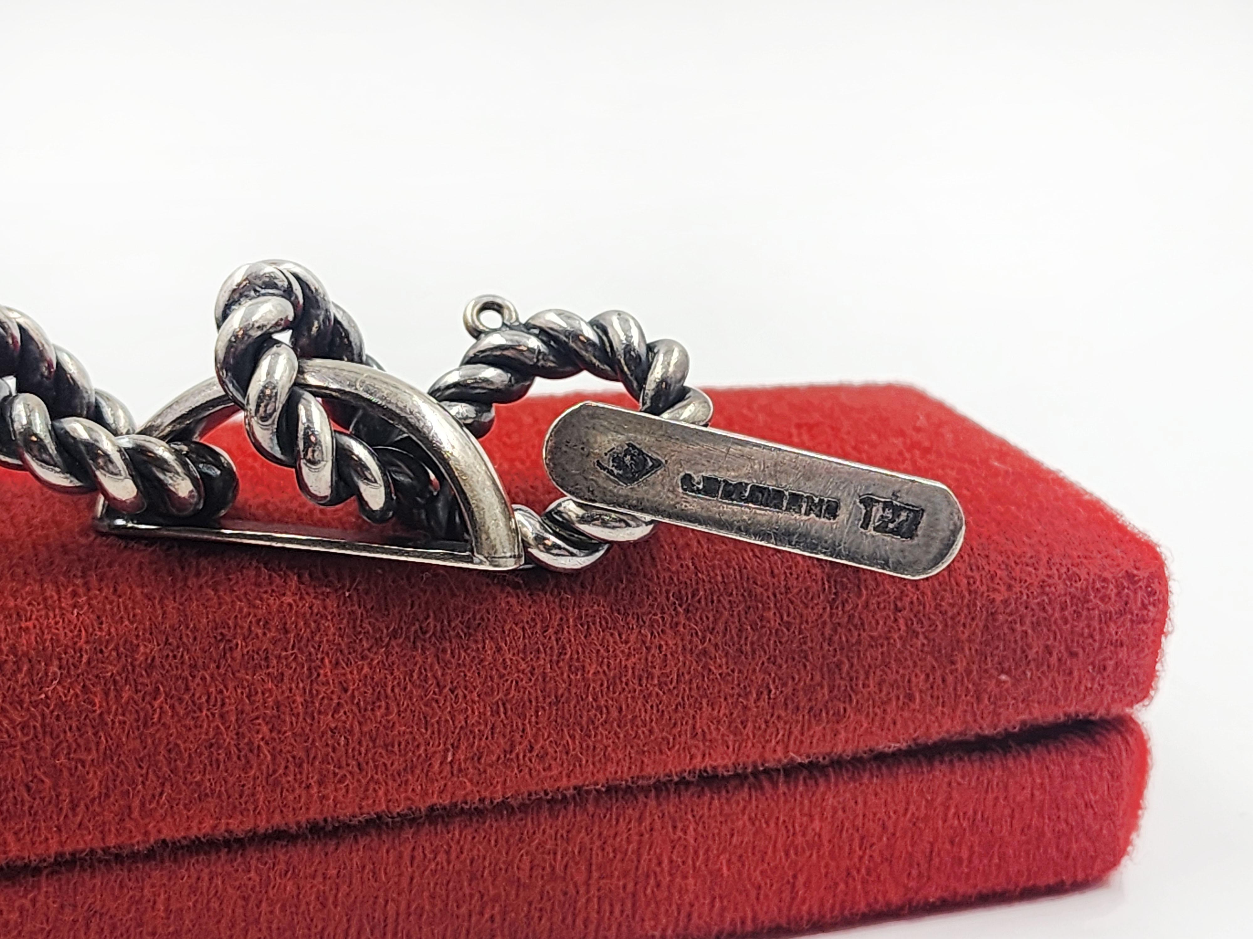Hand-Crafted Beautiful Belgiorno silver bracelet from the 70s For Sale