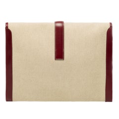 Beautiful bi-material Hermès "Jige" clutch large size in canvas & box leather