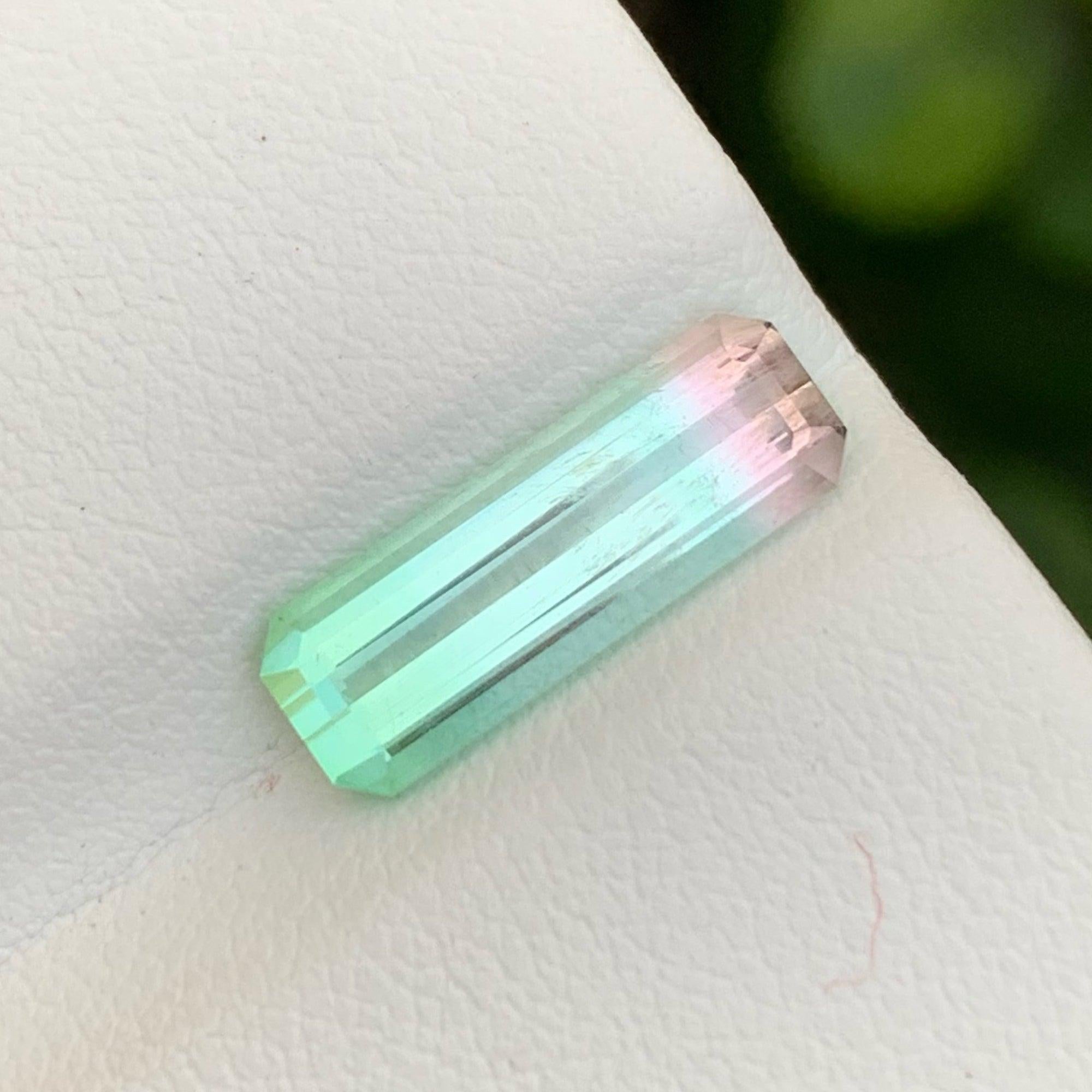 Emerald Cut Beautiful Bicolor Loose Tourmaline Gemstone 3.25 CTS Tourmaline From Afghanistan For Sale