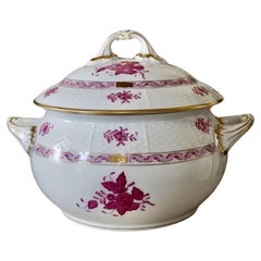 Beautiful Big Vintage Porcelain Herend Apponyi Pink - Chinese Bouquet Tureen