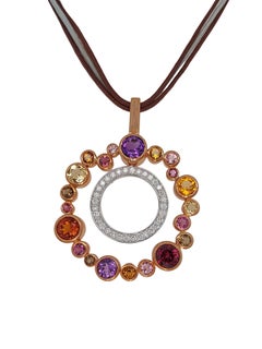 Magnifique pendentif Bigli avec diamants de 0,64 carat et pierres semi-précieuses