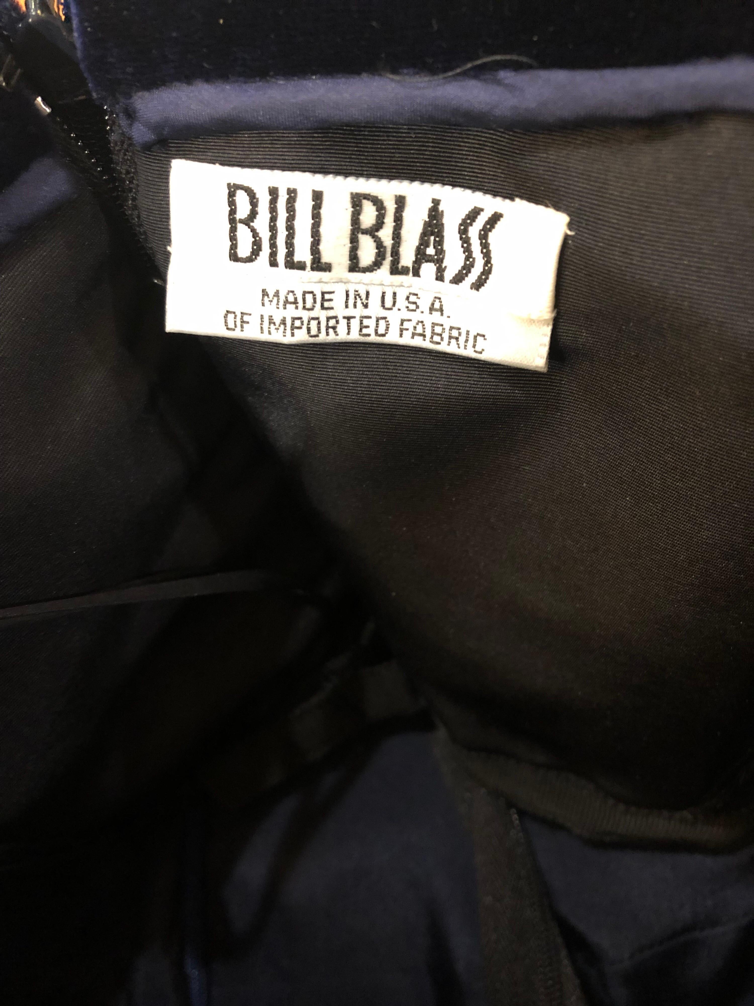 Schönes Bill Blass Vintage-Kleid aus marineblauem Seiden-Satin aus den 90ern + Schal, Gr 6 / 8 im Angebot 7