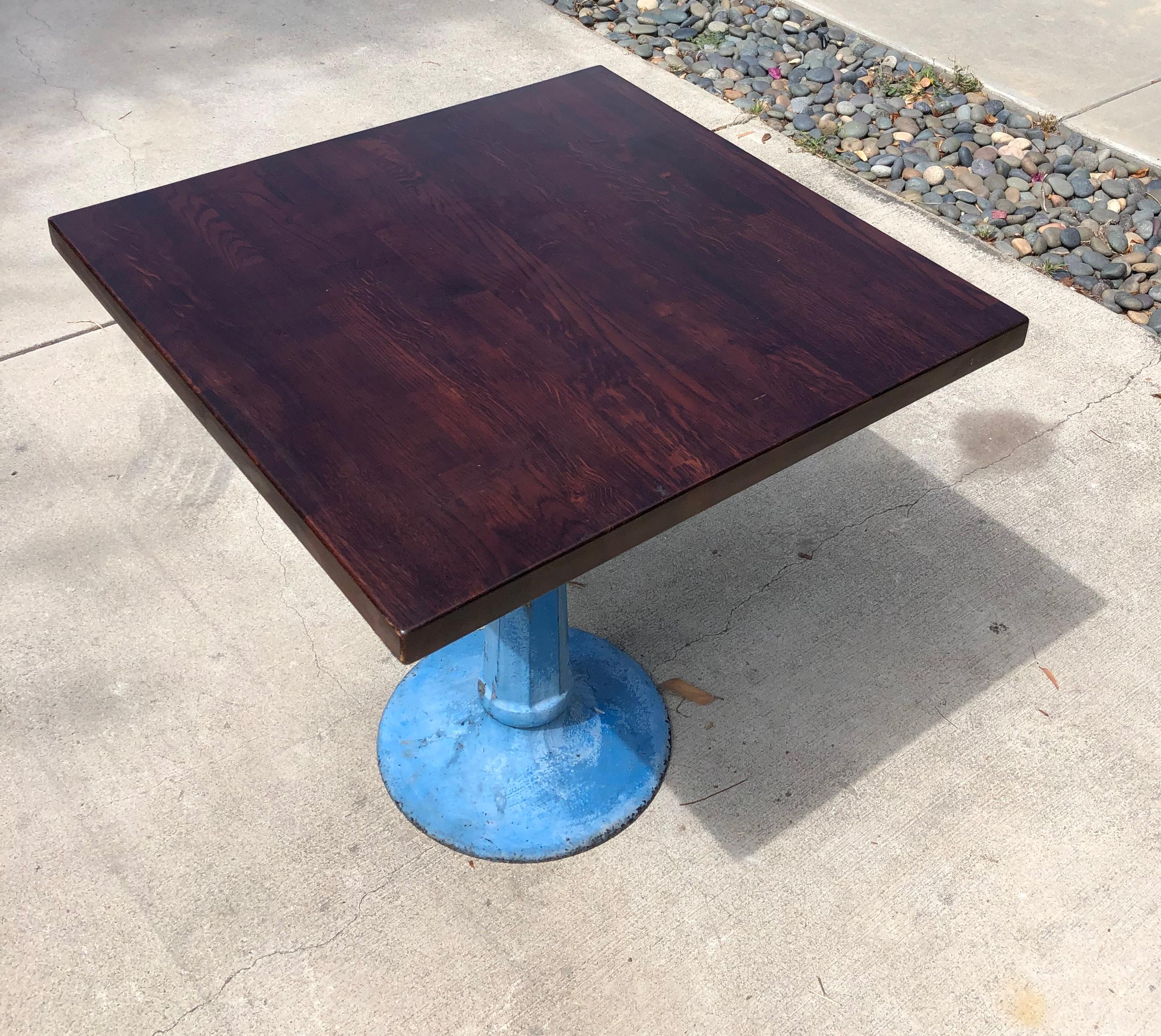 Cast Beautiful Bisto Style table with antique industrial cast iron pedestal For Sale