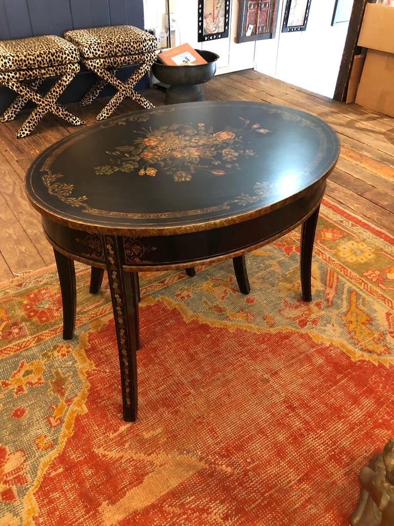 Beautiful Black and Hand Painted Oval Nesting Tables by Maitland Smith ...