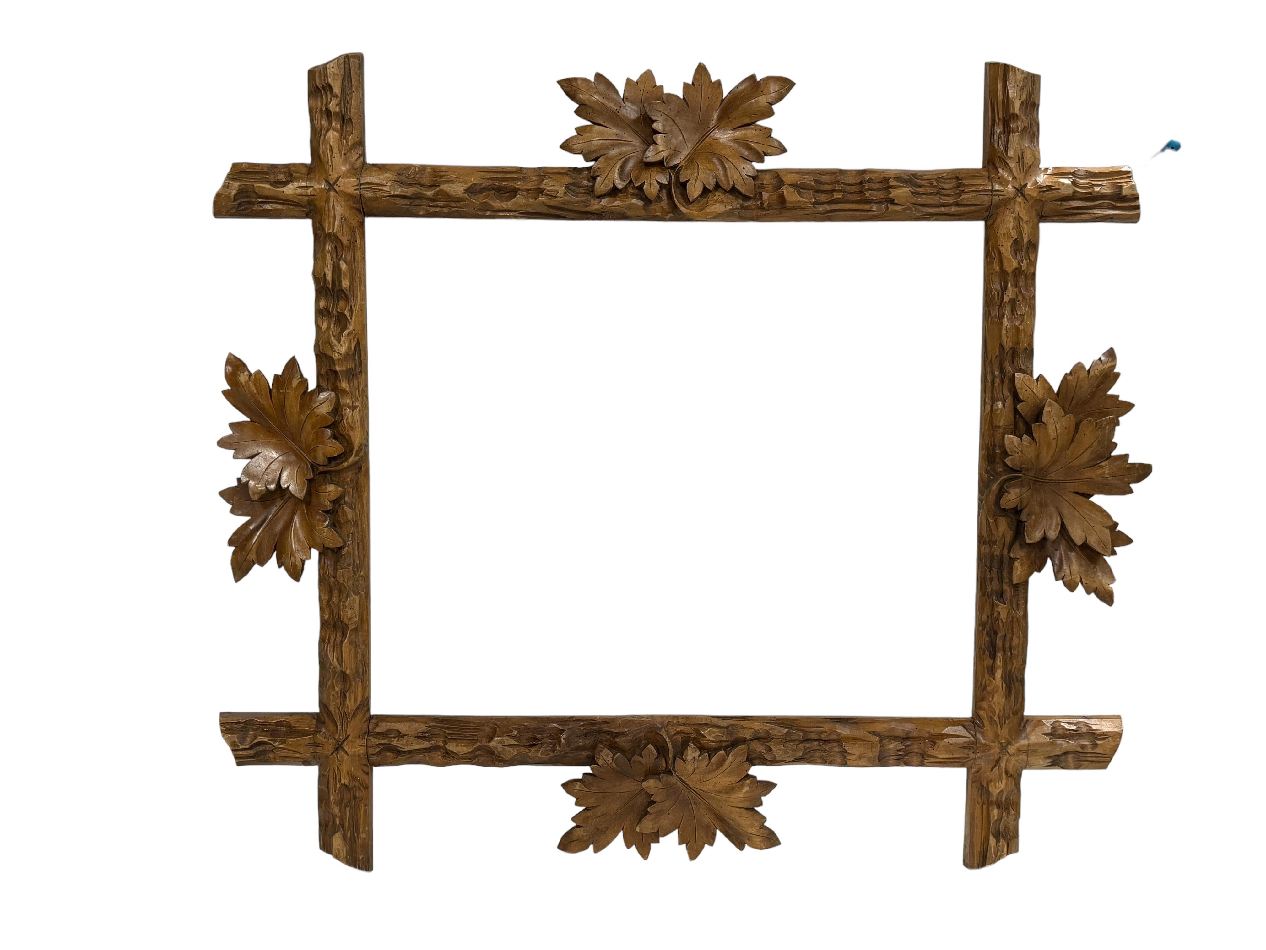 German Beautiful Black Forest Frame Antique Brienz Folk Art, 1890s